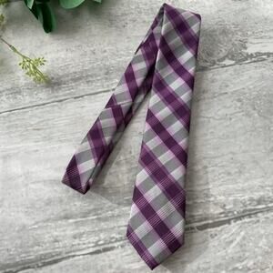 Van Heusen Tie Purple Grey Plaid New NWOT Necktie